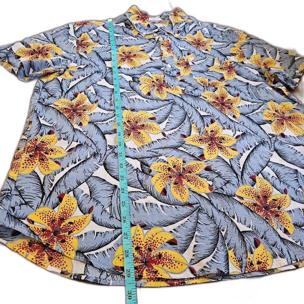 J.Crew 1/4 Button Shirt Re-Imagined Seersucker Floral Hawaiian Classic Men Sz L - Picture 6 of 11
